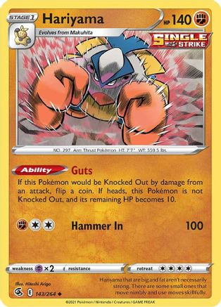 Hariyama 143/264  SWSH08 Fusion Strike - Uncommon