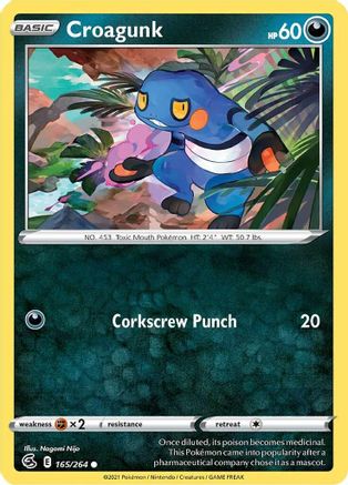 Croagunk 165/264  - Reverse Holofoil SWSH08 Fusion Strike - Common