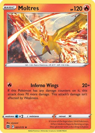 Moltres 021/172  - Reverse Holofoil SWSH09 Brilliant Stars - Holo Rare