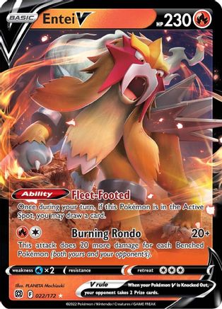 Entei V 022/172  - Holofoil SWSH09 Brilliant Stars - Ultra Rare