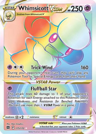 Whimsicott VSTAR (Secret) 175/172  - Holofoil SWSH09 Brilliant Stars - Secret Rare