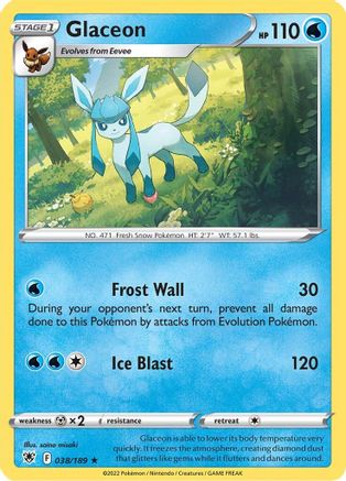 Glaceon 038/189  - Reverse Holofoil SWSH10 Astral Radiance - Rare