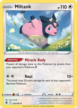 Miltank 126/189  - Reverse Holofoil SWSH10 Astral Radiance - Holo Rare