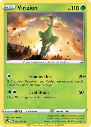 Virizion 014/195  - Reverse Holofoil SWSH12 Silver Tempest - Rare
