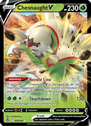 Chesnaught V 015/195  - Holofoil SWSH12 Silver Tempest - Ultra Rare