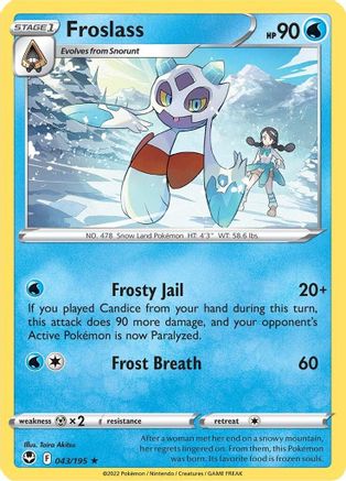 Froslass 043/195  - Reverse Holofoil SWSH12 Silver Tempest - Rare