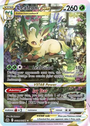Leafeon VSTAR GG35/GG70  - Holofoil Crown Zenith Galarian Gallery - Ultra Rare