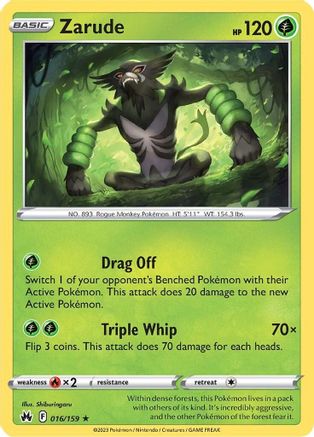 Zarude 016/159  - Reverse Holofoil Crown Zenith - Holo Rare