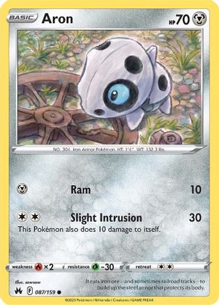 Aron 087/159  - Reverse Holofoil Crown Zenith - Common