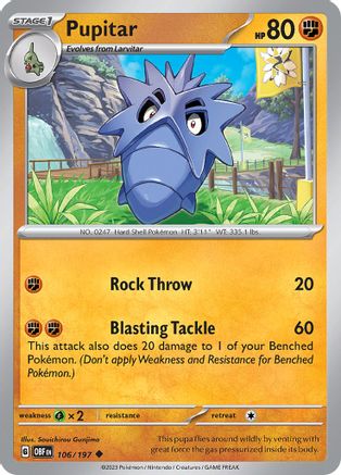 Pupitar 106/197  - Reverse Holofoil SV03 Obsidian Flames - Uncommon