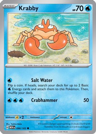 Krabby 098/165  - Reverse Holofoil SV Scarlet & Violet 151 - Common