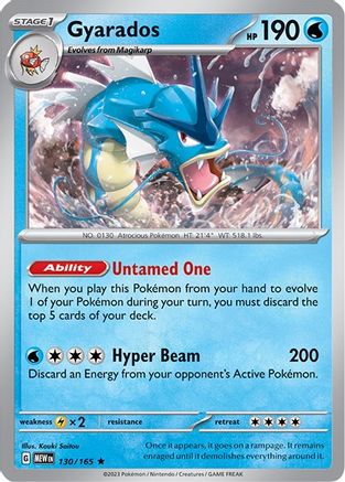 Gyarados 130/165  - Reverse Holofoil SV Scarlet & Violet 151 - Rare