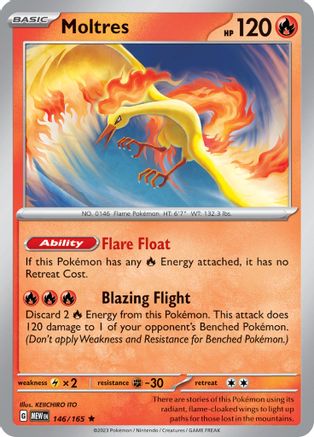 Moltres 146/165  - Reverse Holofoil SV Scarlet & Violet 151 - Rare