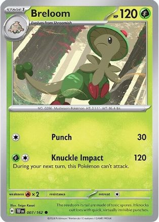 Breloom 007/162  - Reverse Holofoil SV05 Temporal Forces - Common