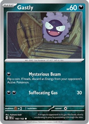 Gastly 102/162  - Reverse Holofoil SV05 Temporal Forces - Common