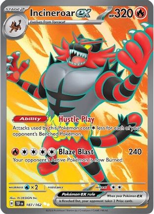 Incineroar ex 187/162  - Holofoil SV05 Temporal Forces - Ultra Rare