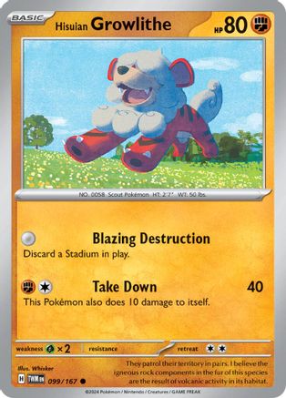 Hisuian Growlithe 099/167  SV06 Twilight Masquerade - Common
