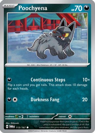 Poochyena 113/167  - Reverse Holofoil SV06 Twilight Masquerade - Common