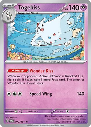 Togekiss 072/191  - Reverse Holofoil SV08 Surging Sparks - Rare
