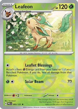 Leafeon (Master Ball Pattern) 005/131  - Holofoil SV Prismatic Evolutions - Rare