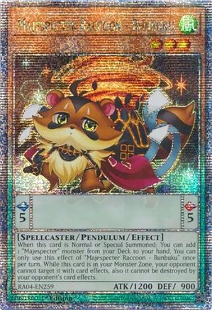 Majespecter Raccoon - Bunbuku (Quarter Century Secret Rare) (RA04-EN259) - Quarter Century Stampede 1st Edition