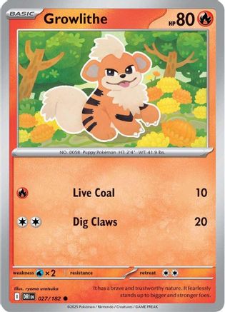 Growlithe 027  - Reverse Holofoil SV10 Destined Rivals - Common