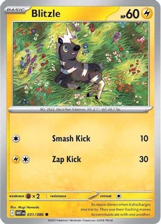 Blitzle 031/086  - Reverse Holofoil SV White Flare - Common