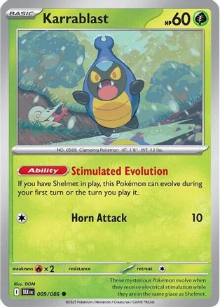 Karrablast 009/086  - Reverse Holofoil SV Black Bolt - Common